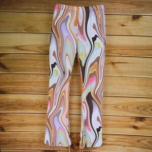 Fashion Nova Flared Leggings Womens Size 2X Colorful Marbled Stretch Leg Ties‎